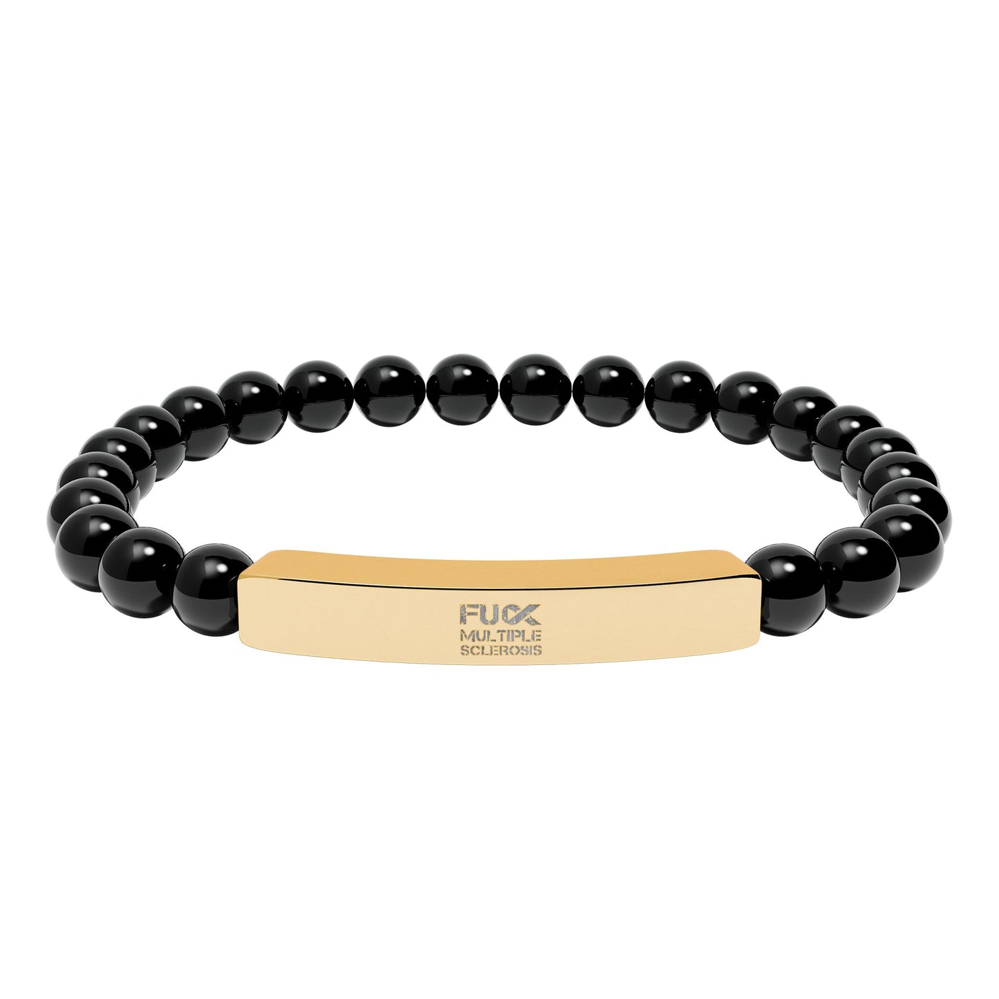 F*ck MS Engraved Natural Stone Bead Bracelet